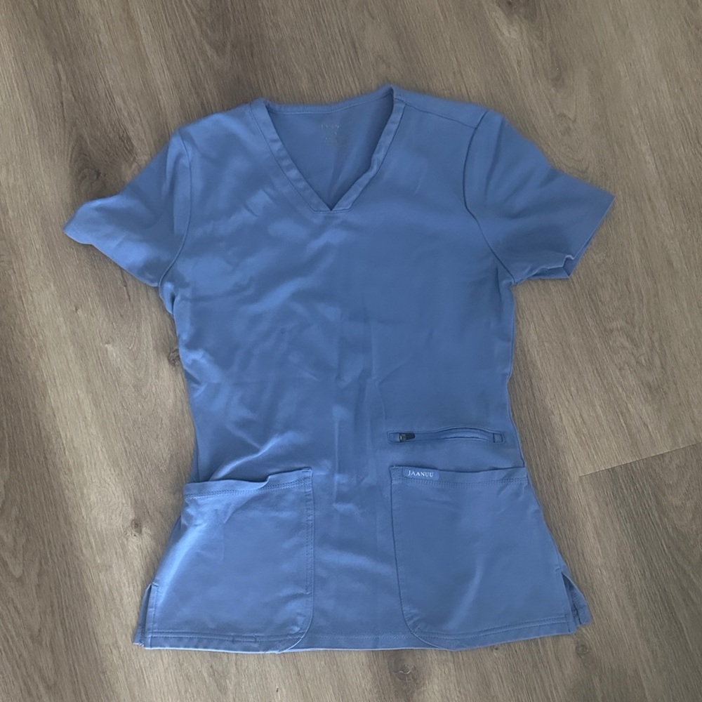 Jaanuu Ceil Blue V-Neck Scrub Top